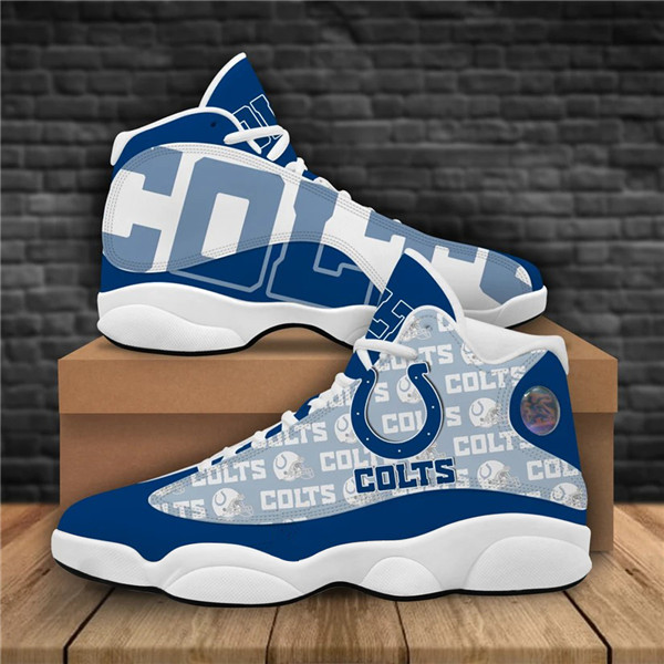 Women's Indianapolis Colts AJ13 Series High Top Leather Sneakers 001